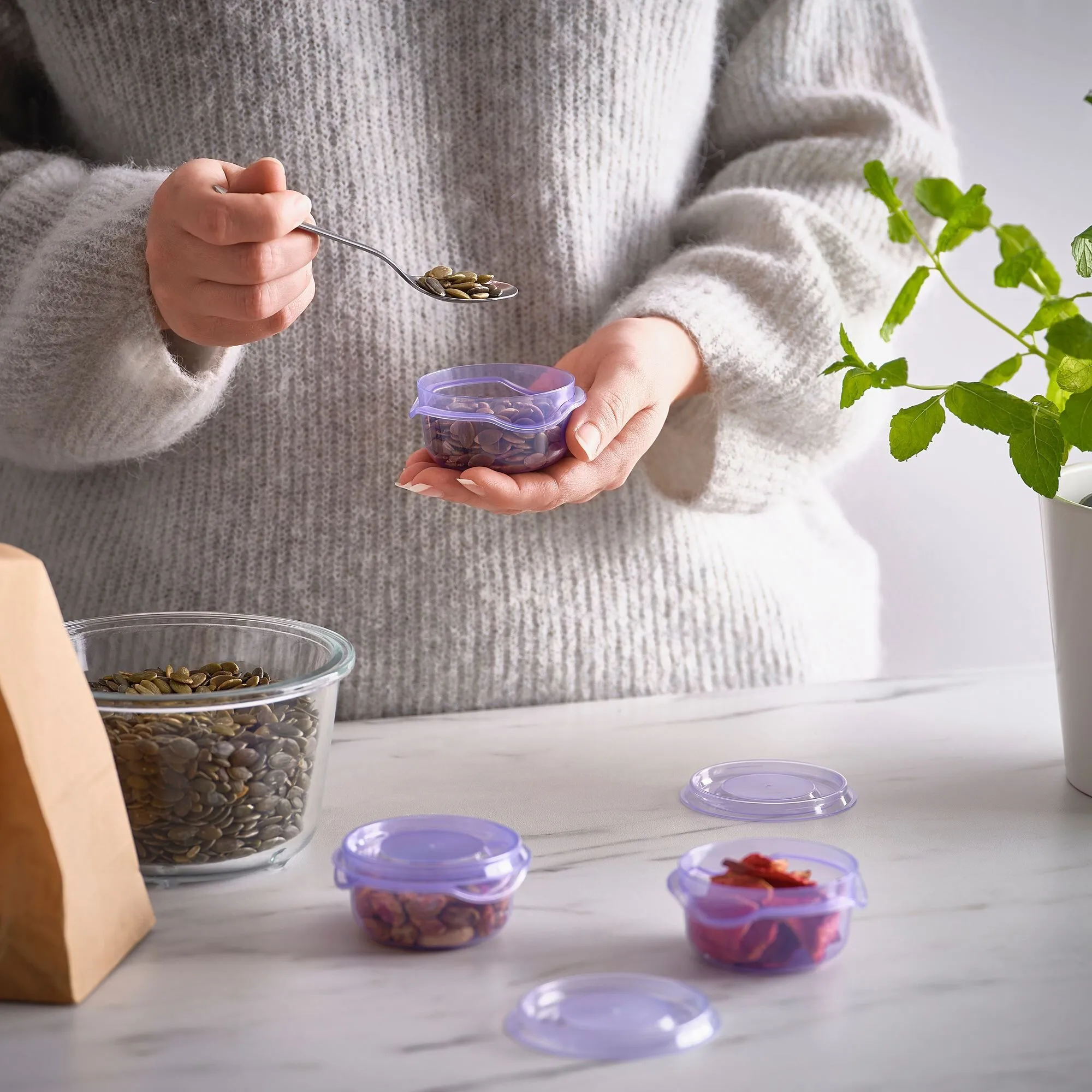 IKEA PRUTA Plastik Saklama Kabı Seti Lila 3’lü 70 ml | Rozetika