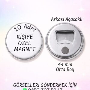 10 Adet Kişiye Özel 44mm Magnetli Açacak | Metal Magnet Açacak | Parti, Etkinlik ve Özel Gün Hediyesi