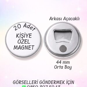 20 Adet Kişiye Özel 44mm Magnetli Açacak | Metal Magnet Açacak | Parti, Etkinlik ve Özel Gün Hediyesi