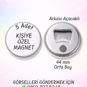 5 Adet Kişiye Özel 44mm Magnetli Açacak | Metal Magnet Açacak | Parti, Etkinlik ve Özel Gün Hediyesi