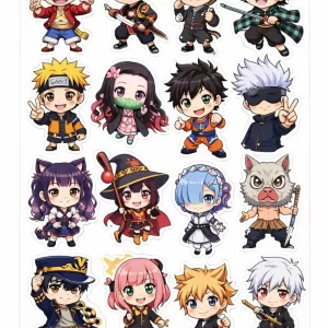 anime sticker seti 18 parça